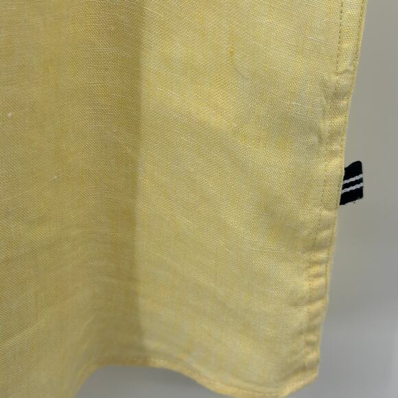Nautica Linen Shirt Men Large Short Sleeve Button Down Yellow Minimalist Coastal - Picture 5 of 12